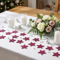 Artikel Streudeko Glitterstern Kunststoff 6,5cm Pink 36 Stück