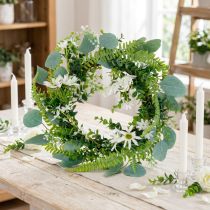 Artikel Künstlicher Eukalyptus-Kranz aus Kunststoff mit Farn, Kapmargeriten und Jasmin, Ø38cm