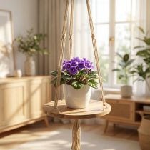Artikel Pflanzenschaukel aus Holz und Jute, rund Ø34 cm, Länge 84 cm, natur