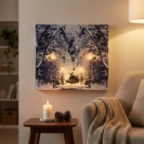 Artikel LED Wandbild Winterlandschaft mit Parklaternen 58x38cm