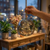 Artikel LED Glaskugel Ø20cm mit Jutekordel, Warmweiss, Innenbereich