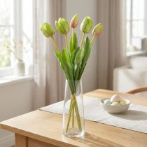 Artikel Kunstblumen Tulpen, Grün-Rot, 48 cm, 5er-Bund