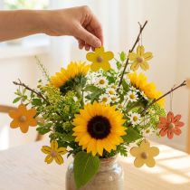 Artikel Holzblumen Hängedeko 4,5 cm Gelb und Orange 24 Stück