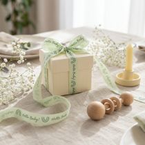 Artikel Geschenkband Hello Baby Dekoband Taufe Grün 25 mm x 16 m