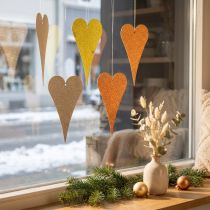 Artikel Fenster-Dekoration Hängeherzen aus Metall, 10 cm, Beige, Gelb, Orange, 6er Set