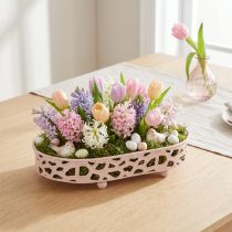 Artikel Dekoschale Metall Oval mit Füssen 30×18cm Rosa für Tischdeko