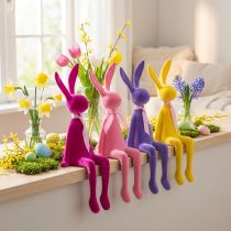Artikel Kantenhocker Osterhasen Set 4-tlg. Samt beflockt 36 cm bunt