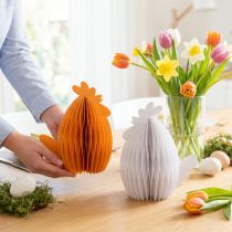 Artikel Dekofiguren aus Wabenpapier, Huhn-Design, 19×12×20 cm, Weiss und Orange, 2er Set, für Osterdekoration