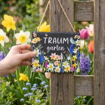 Artikel Gartenschild aus Schiefer mit Blumenmotiv 15cm für den Innenbereich