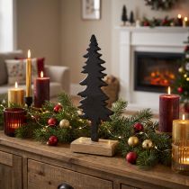 Artikel Weihnachtsdeko Tannenbaum aus Holz und Metall H27cm Schwarz-Natur