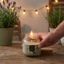 Artikel Duftkerze Citronella im gerillten Glas mit Korken H11,5cm Salbeigrün Insektenabwehr