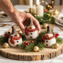 Artikel Keramik Schneemann Figuren Set 6-teilig, Weiss, 6,9 cm, für winterliche Dekoration