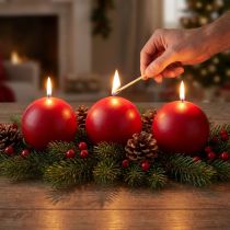 Artikel 6er Set Kugelkerzen Rot aus Wachs, 100mm Durchmesser - Für Weihnachtsdekoration und Innenbereich