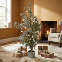 Artikel Mini Weihnachtsbaum im Metalltopf beschneit 45x110cm Grün-Weiss