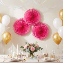 Artikel Wabenpapierblume Pink Ø40cm 4er-Set für Dekoration