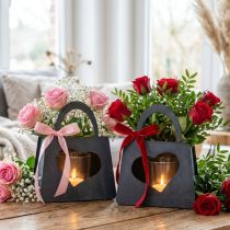 Artikel Windlicht Metall Dekotasche Herz Anthrazit 18cm 2er-Set