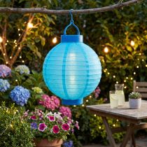Artikel Lampion LED Blau aus Nylon mit Solarbetrieb Ø 20cm