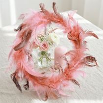 Artikel Federkranz aus Fasanenfedern in Pink, Ø20 cm, Dekoration für Innenbereich