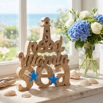 Artikel Maritime Deko aus Mangoholz I Need Vitamin Sea 27×33,5 cm mit Leuchtturm-Motiv