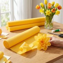 Artikel Floristenkrepp Krepppapier Sonnengelb 50×250 cm 5er Pack für Dekoration und Bastelarbeiten