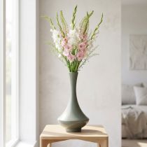 Artikel Vase Metall Mattgrün geschwungene Form 33 cm für Innenbereich