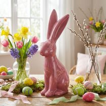 Artikel Keramik Osterhase Glänzend Rosa 37cm – Dekorative Figur für Frühling und Ostern