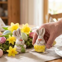 Artikel Handbemalte Osterhasen-Figuren aus Keramik – 11 cm – Set mit 4 Stück – Frühlingsdekoration