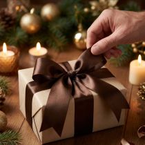 Artikel Taftband Braun glänzend 40 mm x 50 m für Dekoration und Geschenkverpackung