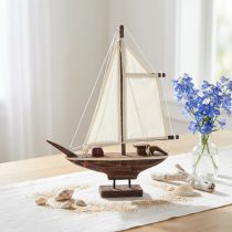 Artikel Segelboot Dekoration aus Pinienholz Braun 32×5×41cm