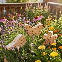Artikel Insektenhotel-Set Holz 3-teilig: Vogel, Schmetterling, Blume, Naturfarben, Ø15–20cm