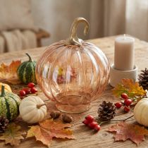 Artikel Kürbis-Deko aus Glas Ø14 cm H18 cm Orange für Tischdekoration Herbst und Weihnachten