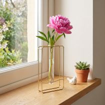 Artikel Reagenzglasständer Metall 17,5 cm Gold mit Herz für Blumendekoration