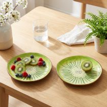 Artikel Teller rund Keramik Kiwi-Motiv grün 16 cm Set mit 2 Stück