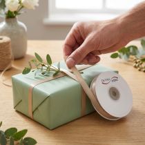 Artikel Geschenkband Stoff Beige 10 mm x 50 m für Dekoration und Verpackung