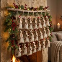 Artikel Adventskalender Säckchen aus Leinen mit Hirschmuster 12,5×20 cm 24 Stück