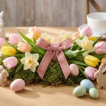 Artikel Samtband Dekoband Happy Easter Rosa 15mm x 5m mit Goldprägung