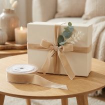 Artikel Samtband Dekoband Geschenkband Beige 40mm x 8m für Dekoration und Geschenkverpackung