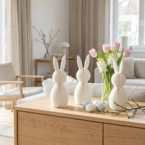 Artikel Dekofigur Hase Kunststoff Weiss Faltoptik 13cm 3er-Set für Wohnzimmer und Büro