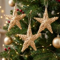 Artikel Deko-Sterne aus Rattan 11 cm Natur 6er-Set für Weihnachtsdekoration