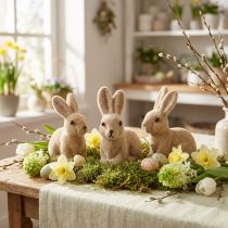 Artikel Dekofiguren Hasen Beflockt Sitzend – H 10cm – Frühling & Ostern – 6er-Set