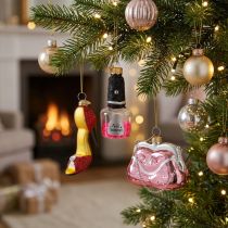 Artikel Christbaumschmuck aus Glas in Pink und Gold – Nagellack, Handtasche und Schuh, 3-teilig