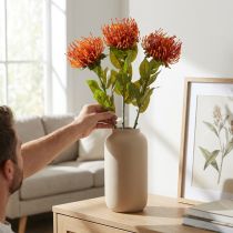 Artikel Nadelkissen Kunstblume Leucospermum Protea Orange 73cm 3 Stück