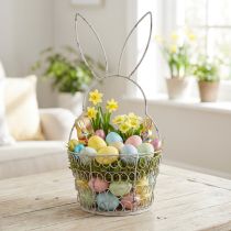 Artikel Metall Osterkörbchen Hase Shabby Weiss Ø12cm H26,5cm
