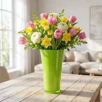 Artikel Vase aus Kunststoff Ø20cm H35cm Apfelgrün Weiss