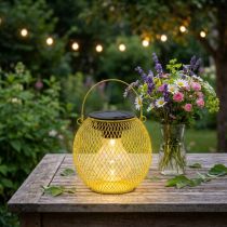 Artikel Solar-Laterne aus Metall in Gelb, 12 cm, für Garten und Terrasse