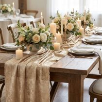 Artikel Tischband Polyester Gold-Beige Vintage-Stil 47cm x 1,5m Dekoration