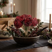 Artikel Künstliche Rosen Rot 23 cm, Rosenbund mit 8 Seidenblumen