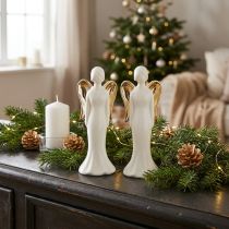 Artikel Keramik-Engelfiguren Weiss Gold 6x5x15cm 2er-Set