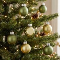 Artikel Mini-Glas-Weihnachtskugeln Rosmaringrün Ø 2,5 cm, 22 Stück im Mix matt/glänzend