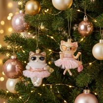 Artikel Glas-Christbaumanhänger Katzen im Tutu, 11 cm, 2 Stück
